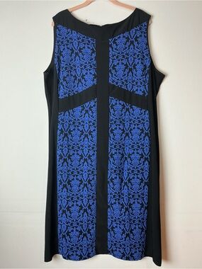 R&M Richards Sleeveless Knit Shift Dress Color-block Size 22W